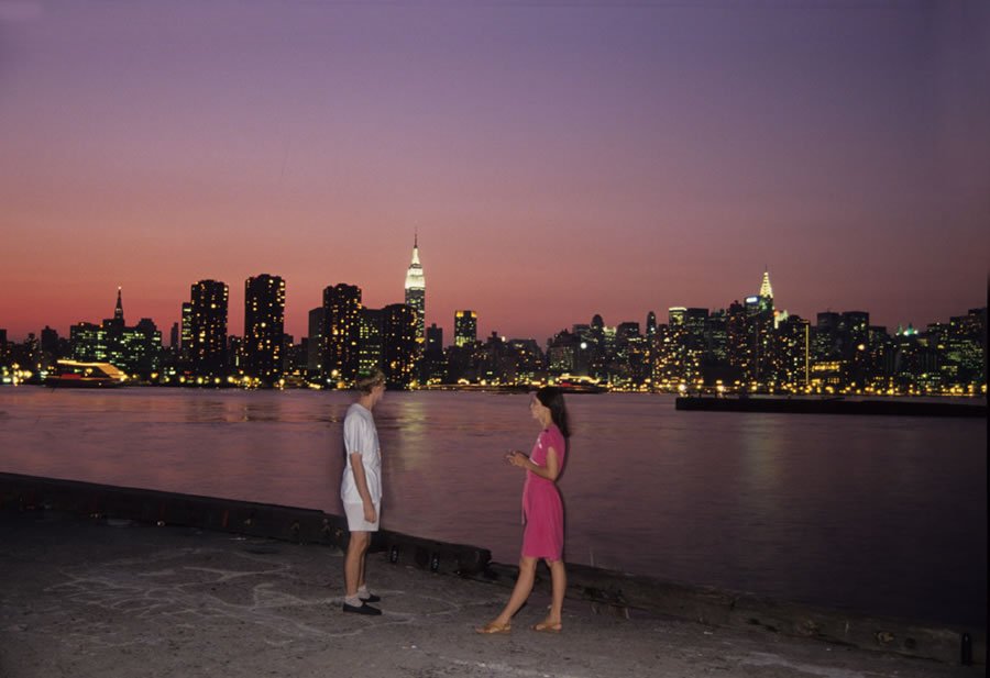 Manhattan skyline at sunset
